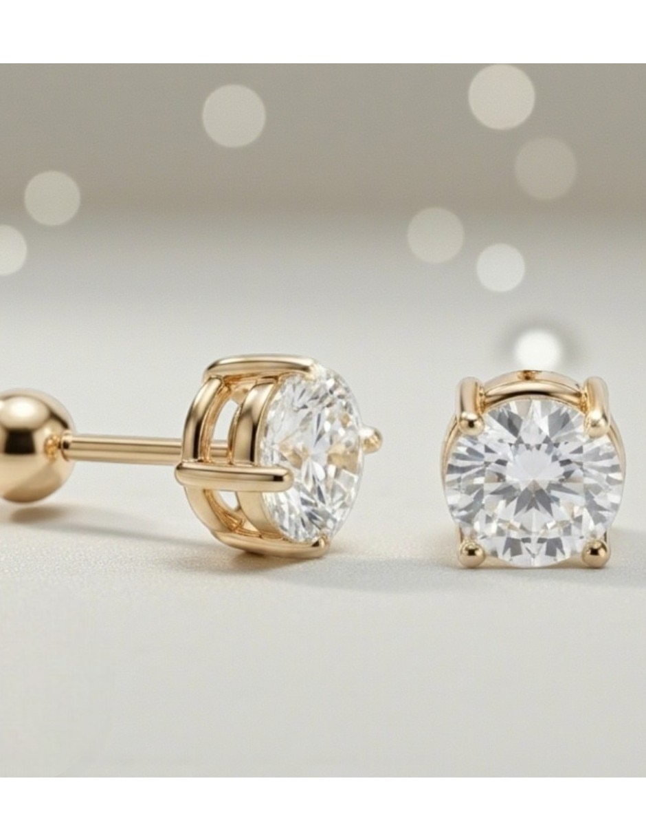 Broqueles de oro laminado 14 K con acabado brillante zirconia cúbica 2