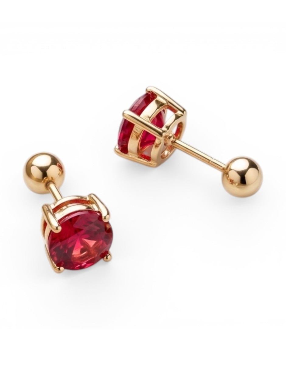 Broqueles CM-Top de oro laminado 14 K con acabado brillante zirconia cúbica