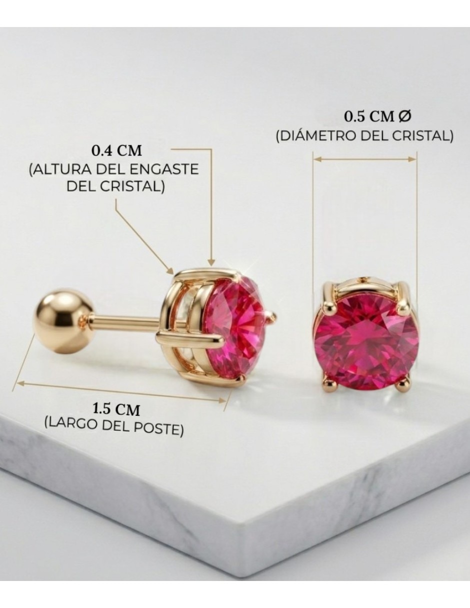 Broqueles CM-Top de oro laminado 14 K con acabado brillante zirconia cúbica