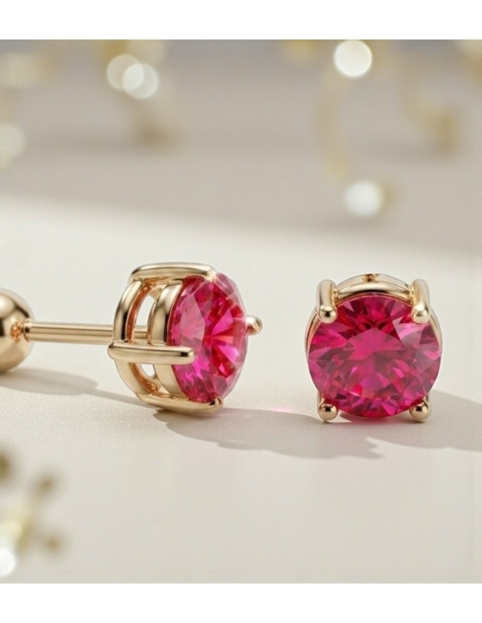 Broqueles CM-Top de oro laminado 14 K con acabado brillante zirconia cúbica