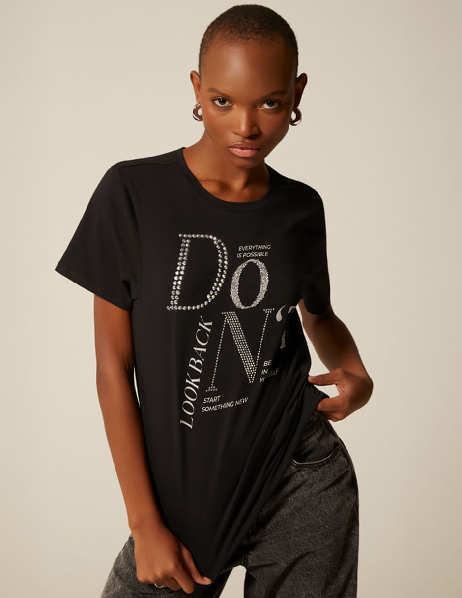 Playera manga corta don´t look back cuello redondo para mujer Playera manga corta don´t look back cuello redondo para mujer