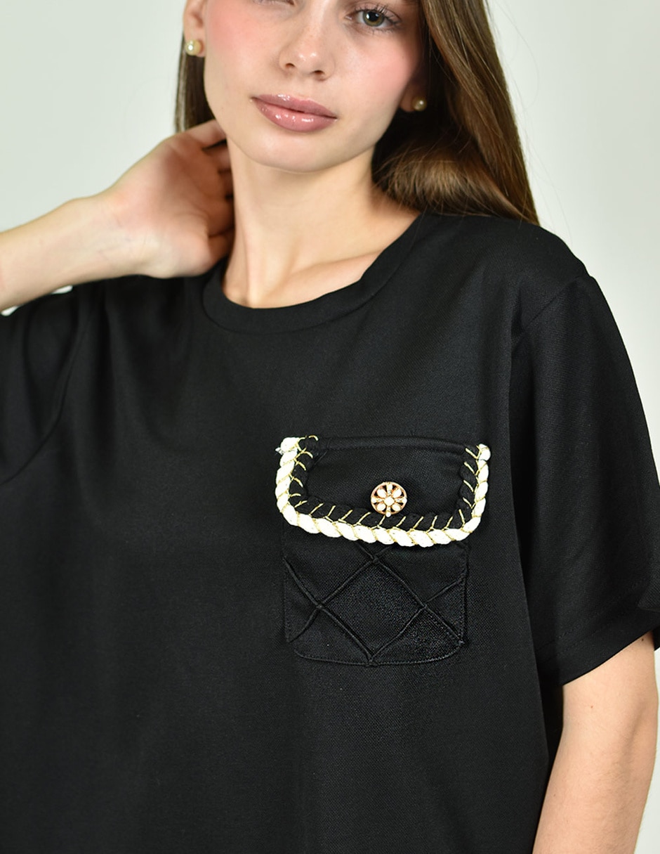 Blusa roman fashion manga corta para mujer