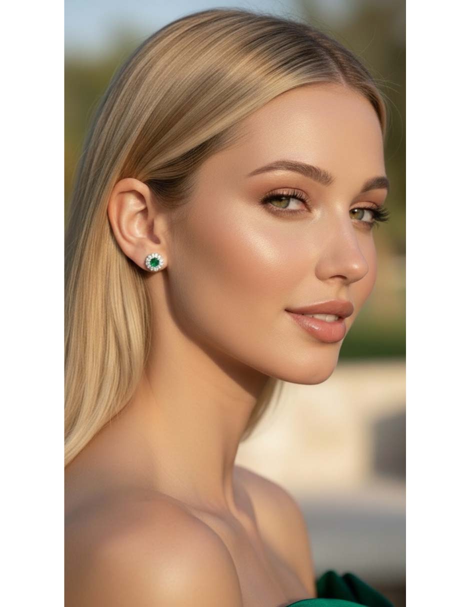 Aretes cortos de plata P 925 con acabado brillante 6