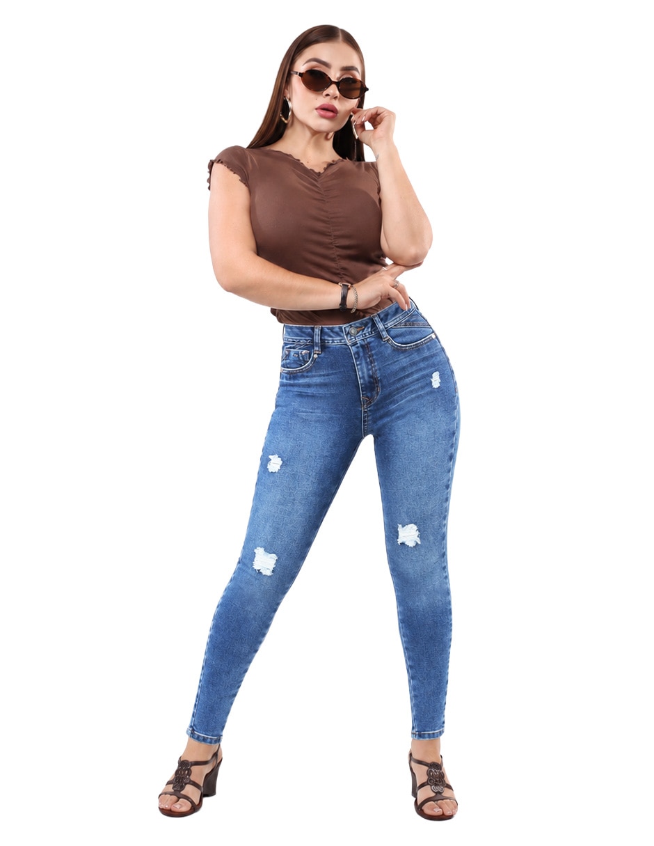 Jeans super skinny cintura alta para mujer 4