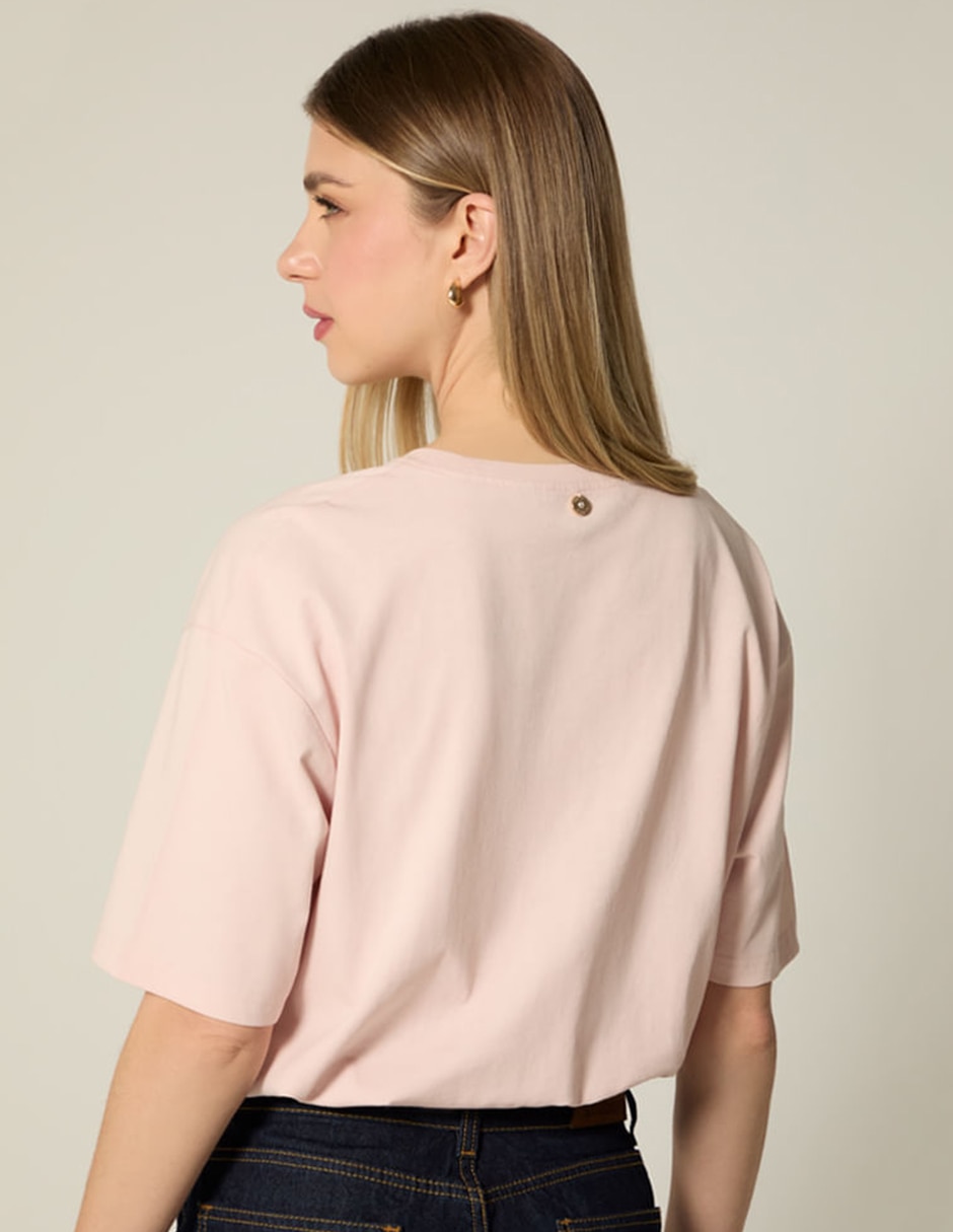 Playera manga corta studio f tropicalia cuello redondo para mujer