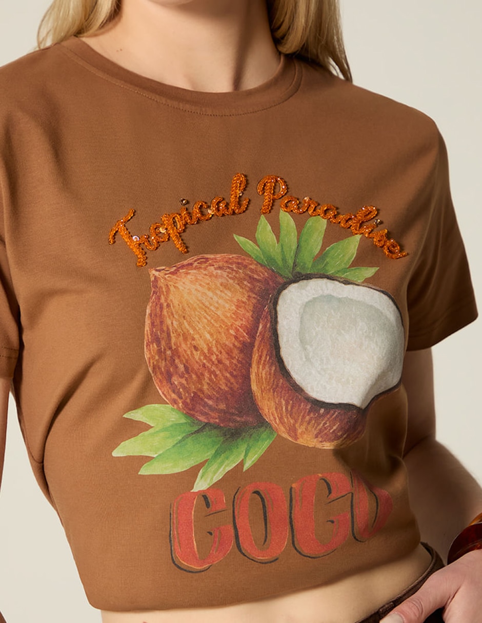 Playera manga corta studio f tropicalia coco cuelloredondo para mujer