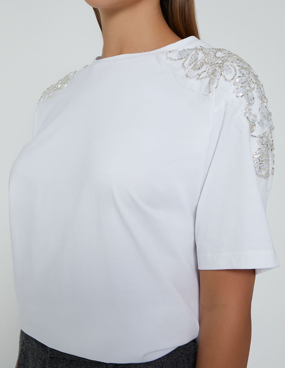 Manga corta sin familia o colección cuello redondo para mujer 3