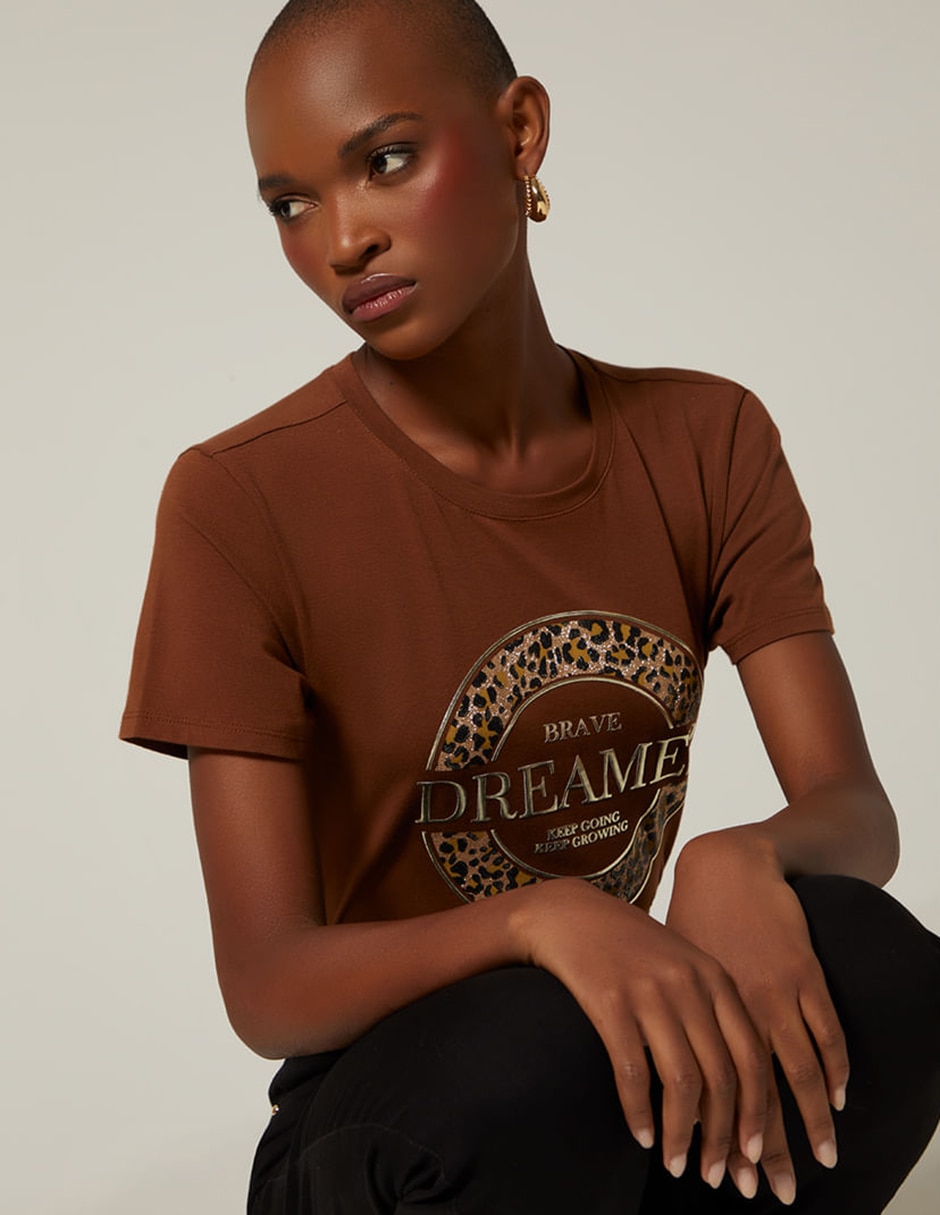Playera manga corta studio f cuello redondo para mujer