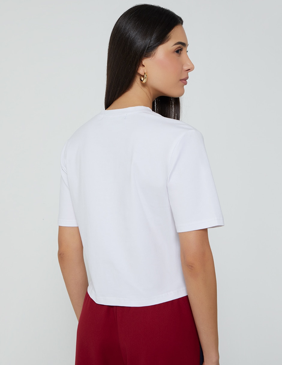 Manga corta sin familia o colección cuello redondo para mujer 2