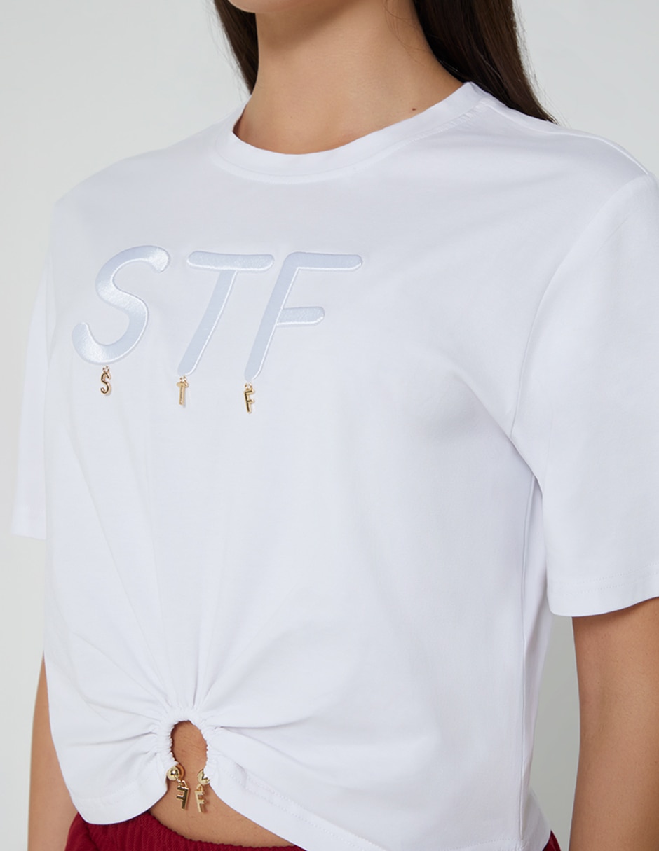Manga corta sin familia o colección cuello redondo para mujer 4
