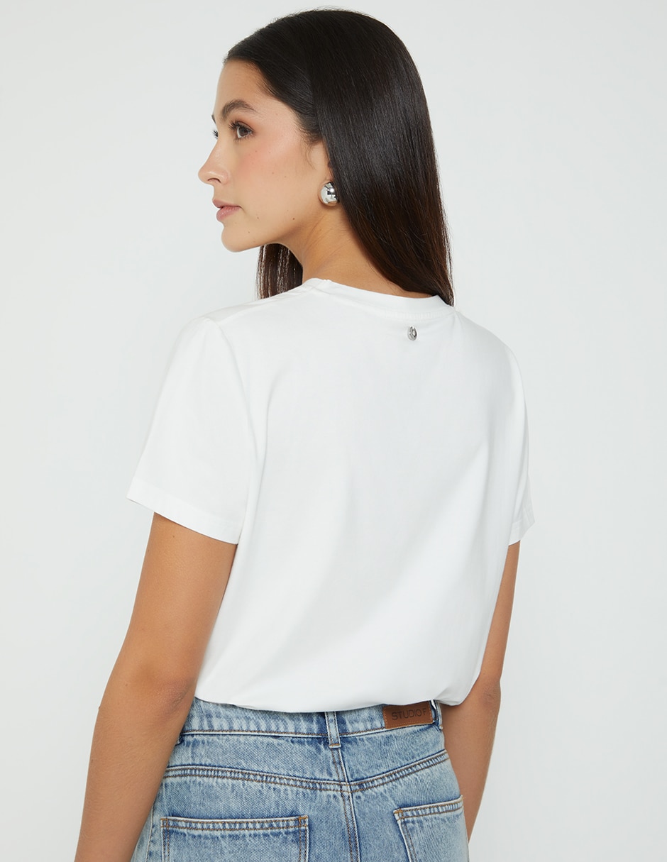 Playera manga corta studio f cuello redondo para mujer