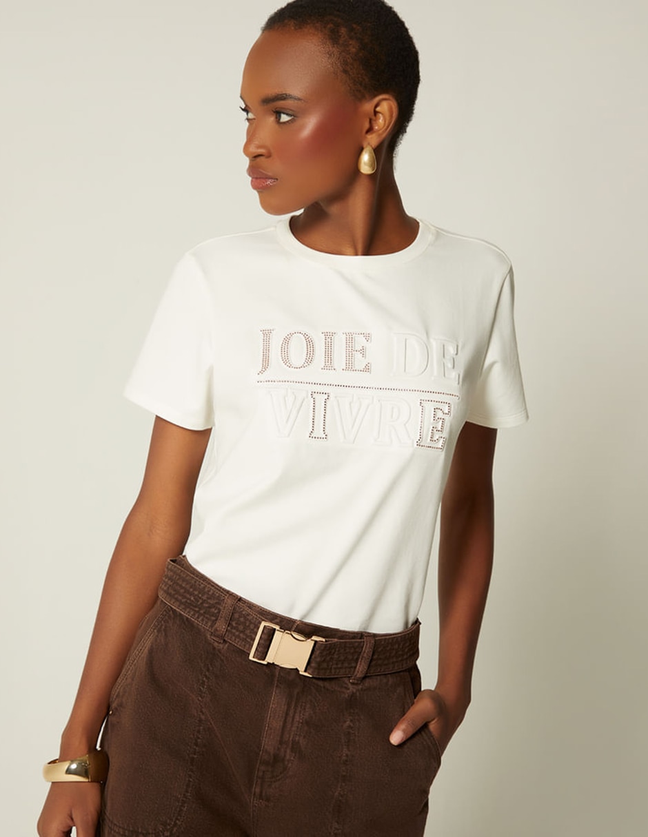 Manga corta joie de vivre cuello redondo para mujer Manga corta joie de vivre cuello redondo para mujer