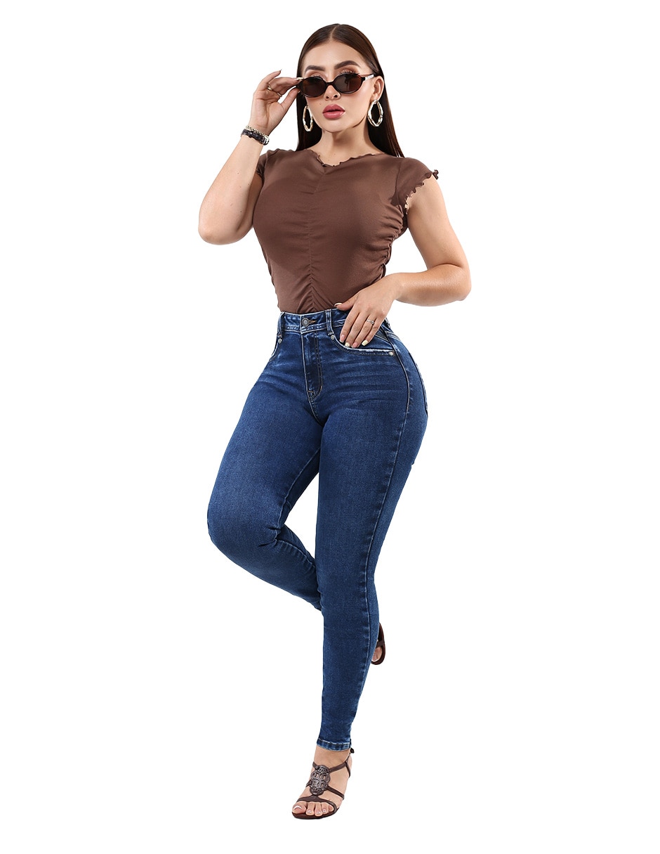 Jeans super skinny cintura alta para mujer 2