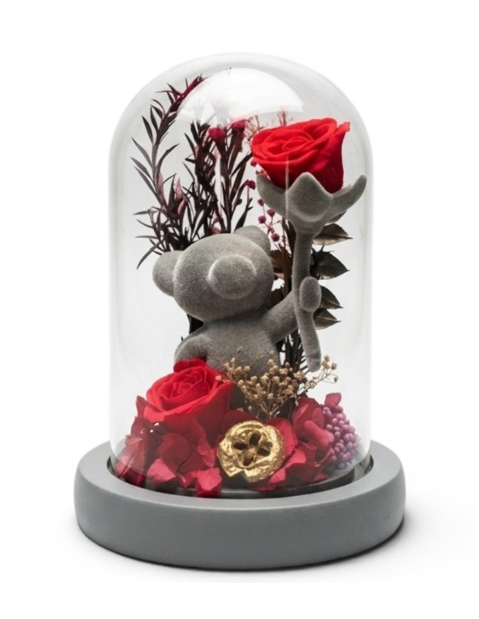 Figura decorativa Cm-Top cúpula de flores preservadas con luces LED