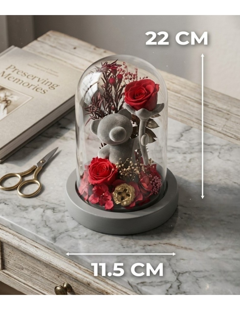 Figura decorativa Cm-Top cúpula de flores preservadas con luces LED