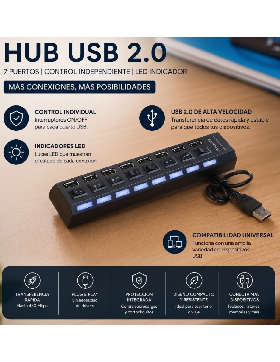 Hub USB 2.0 de 7 contactos 3