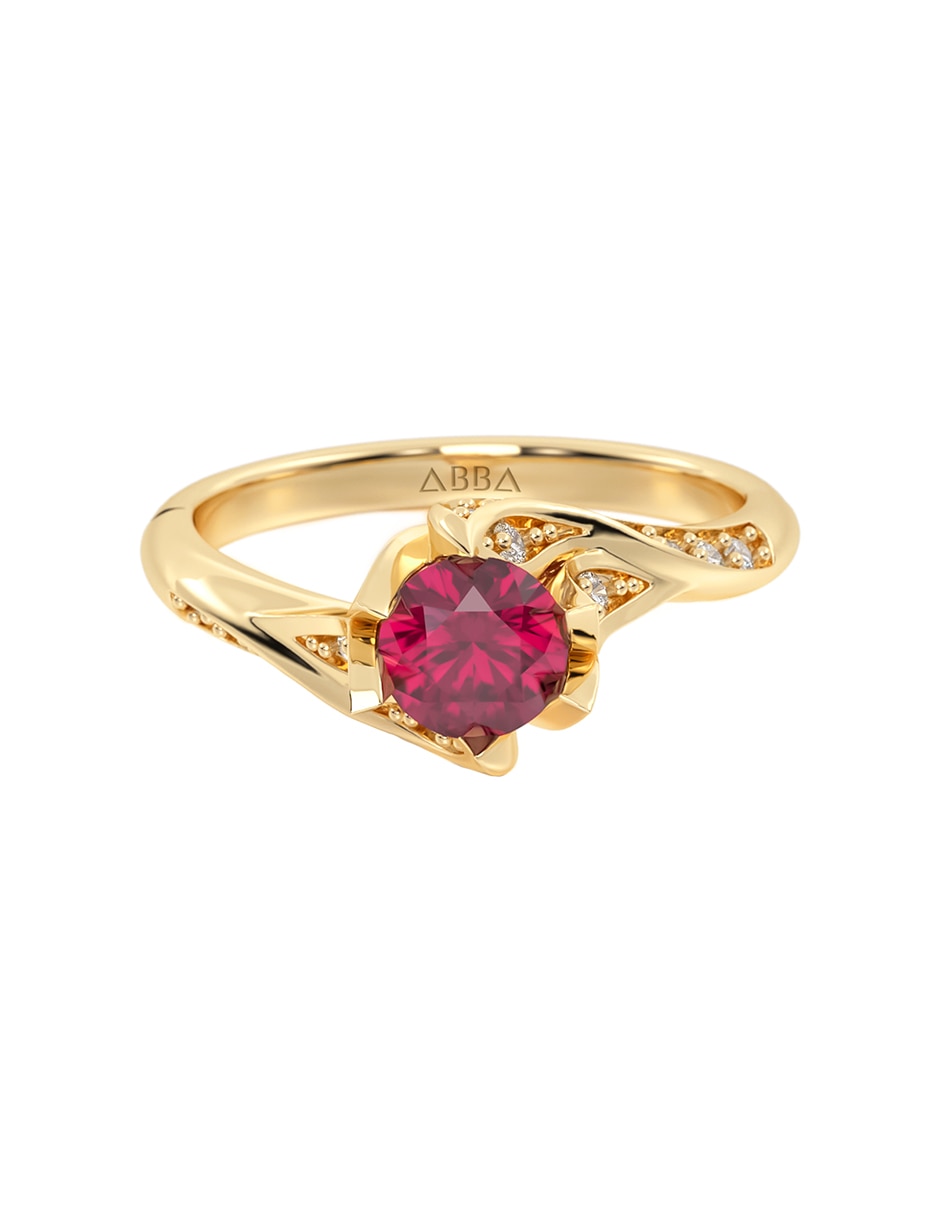 Anillo de compromiso de oro 10 k sin familia zirconia