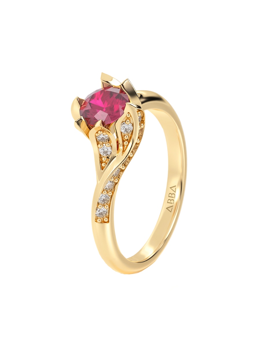Anillo de compromiso de oro 14 k sin familia zirconia 2