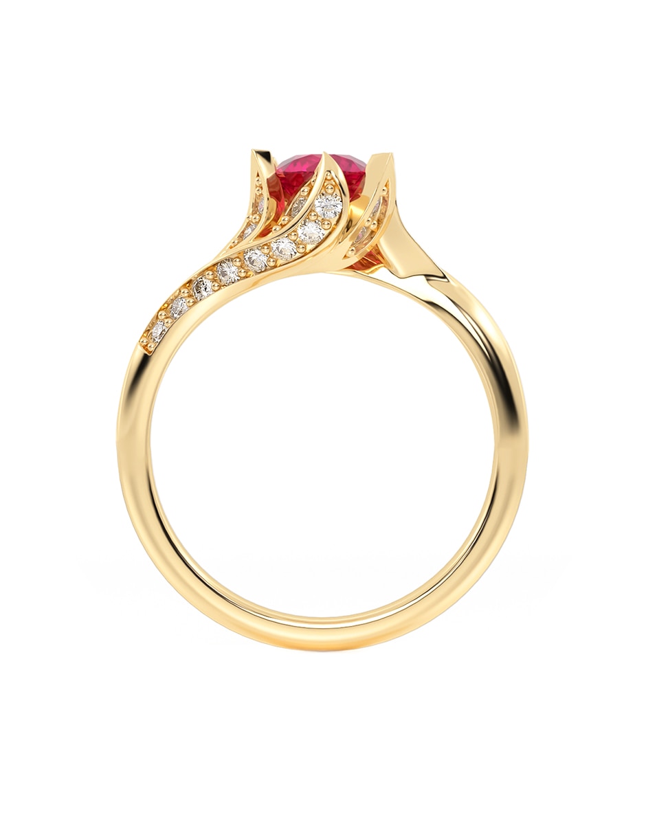 Anillo de compromiso de oro 14 k sin familia zirconia 5