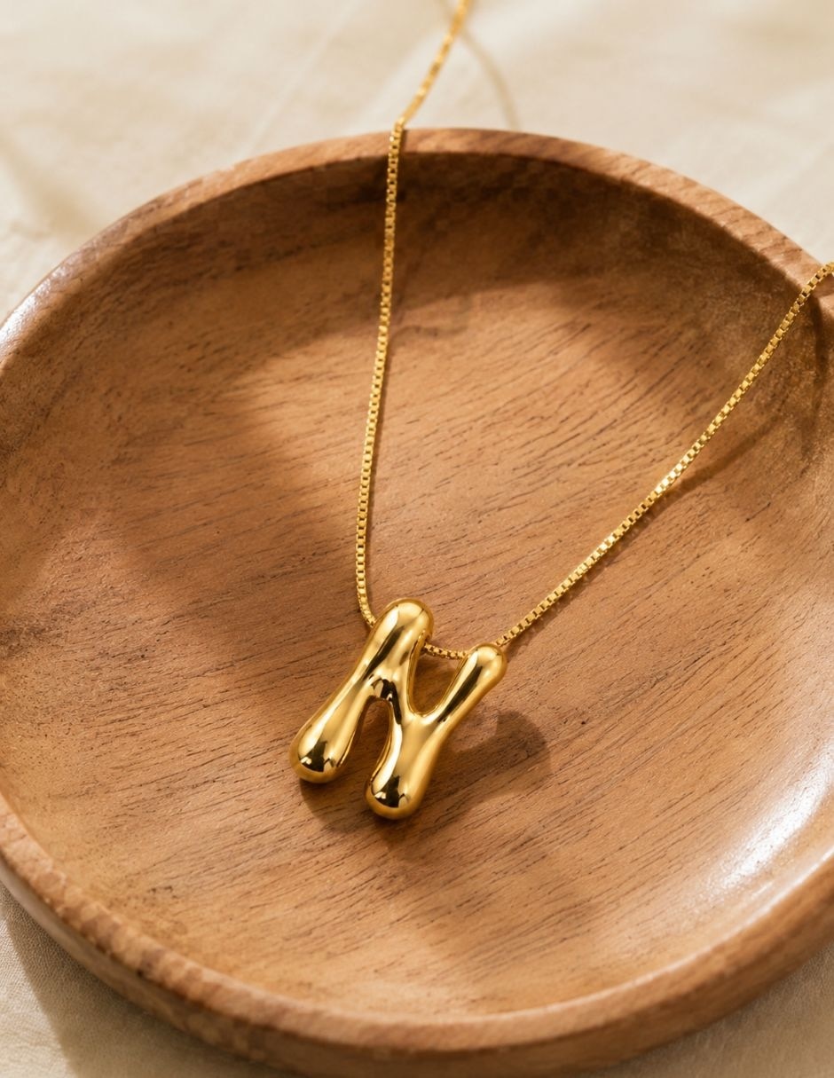 Collar con dije de letra N Burbuja 2