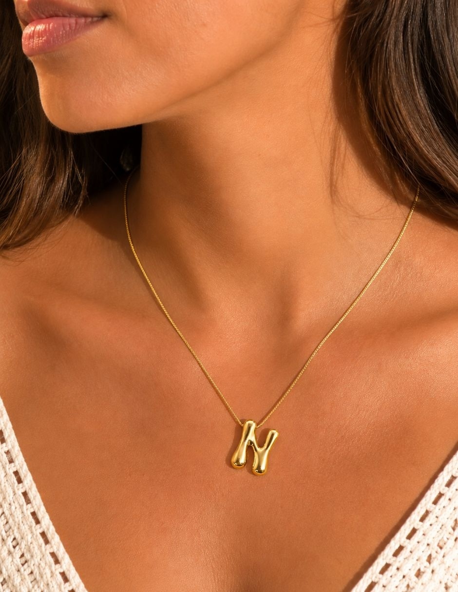 Collar con dije de letra N Burbuja 6