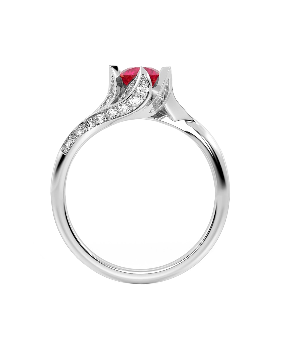 Anillo de compromiso de oro 14 k sin familia zirconia 2