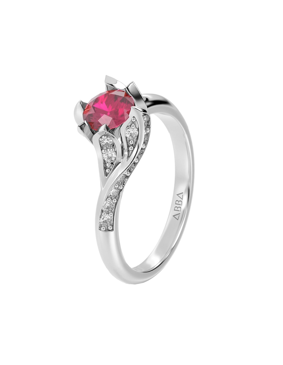 Anillo de compromiso de oro 14 k sin familia zirconia 5