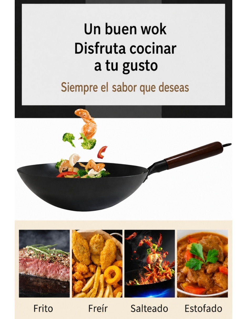 Sartén Wok U Shop Mexico de hierro fundido