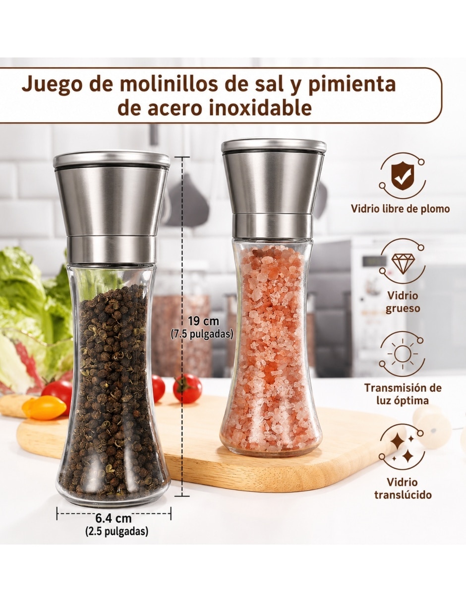 Set salero y pimentero U Shop Mexico de vidrio