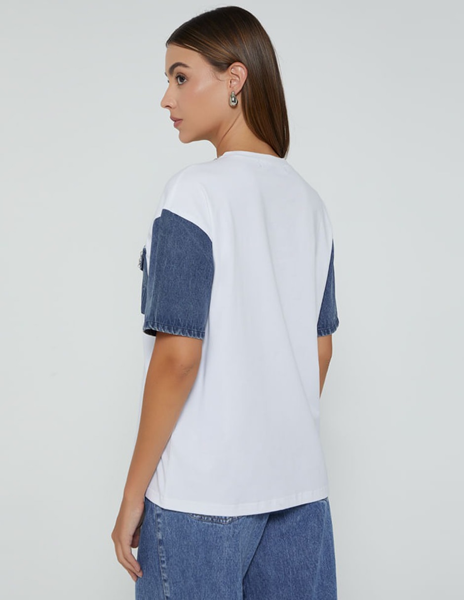 Playera manga corta studio f cuello redondo para mujer