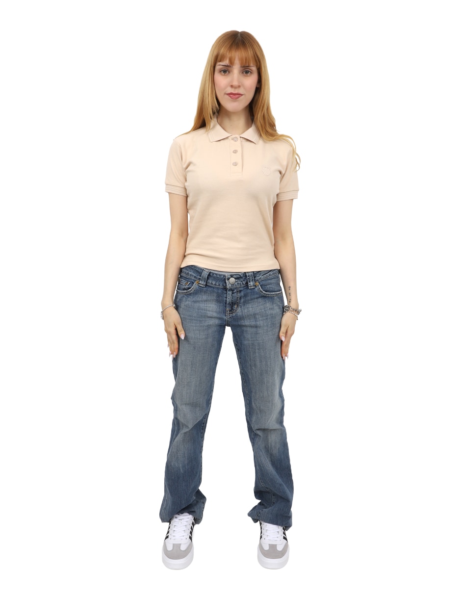 Playera manga corta melo cuello polo para mujer