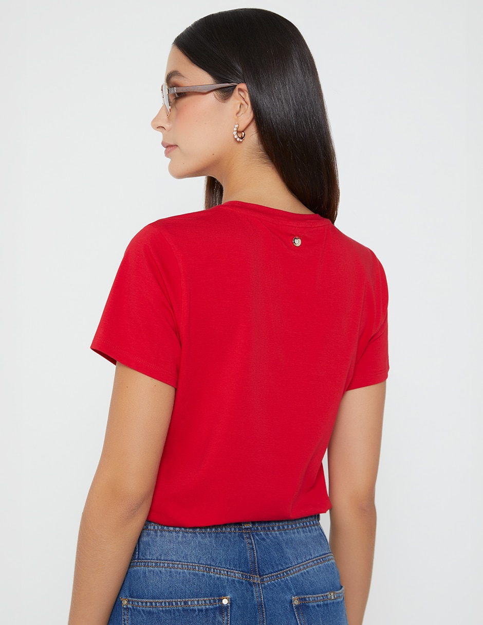 Playera manga corta studio f amore cuello redondo para mujer