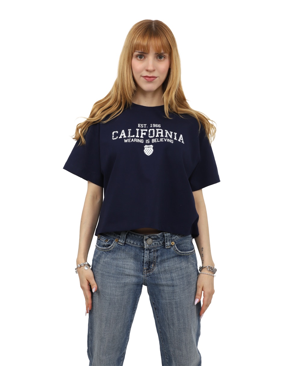 Playera manga corta k-swiss cali cuello redondo para mujer