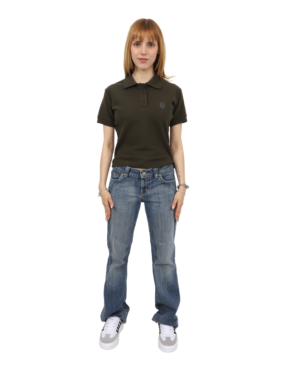 Playera manga corta melo cuello polo para mujer