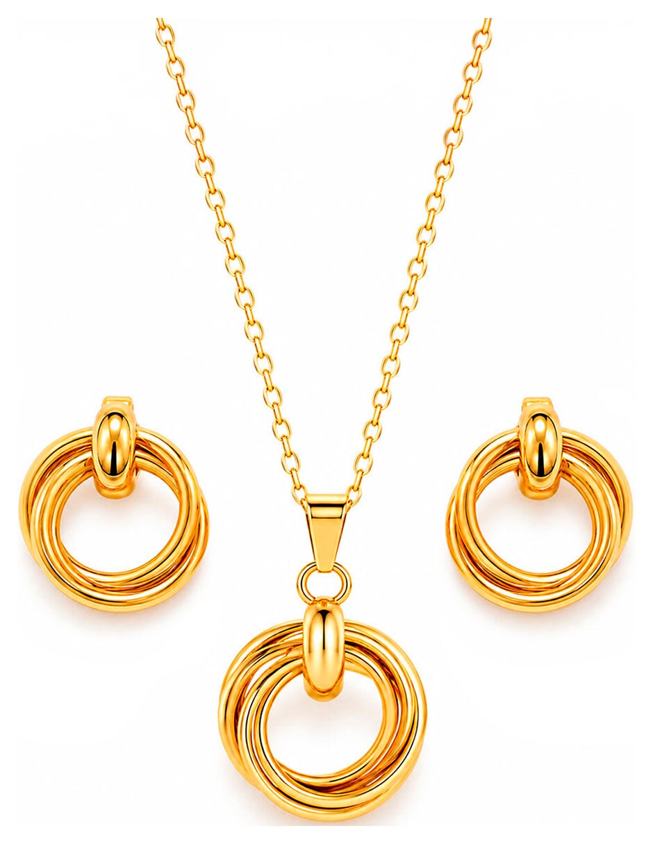 Set de collar y aretes Moon & Self 18 K