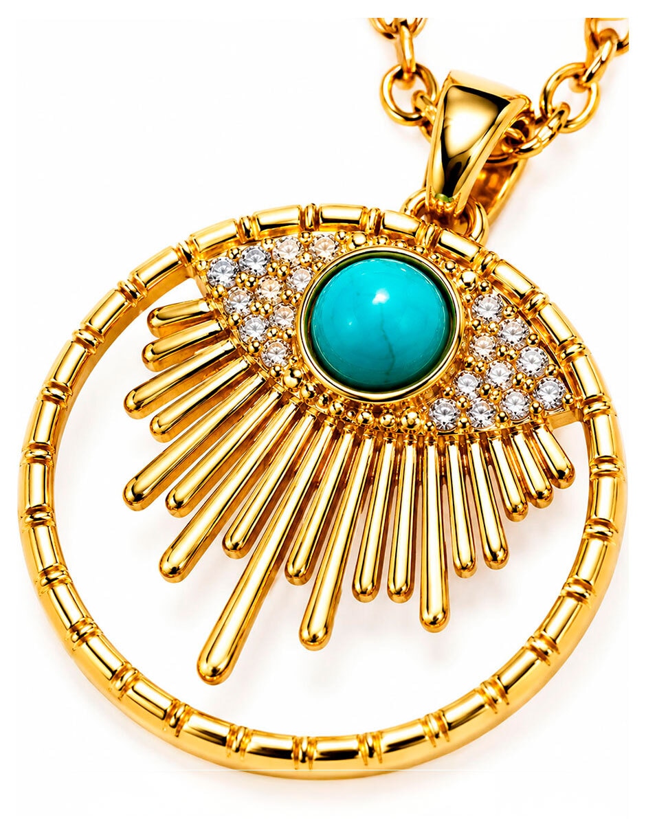 Collar con dije Sol de Ojo Turco Moon & Self 18 K
