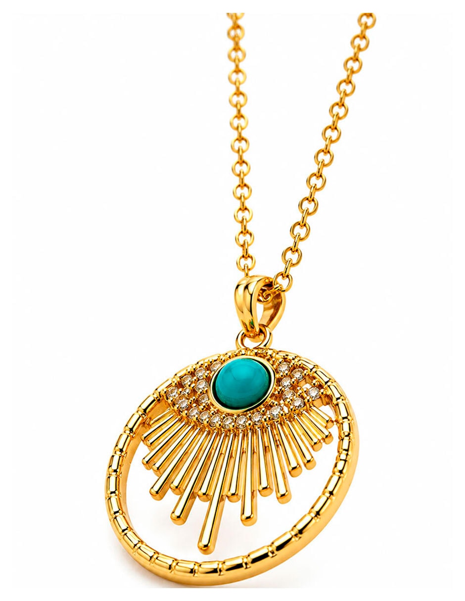 Collar con dije Sol de Ojo Turco Moon & Self 18 K