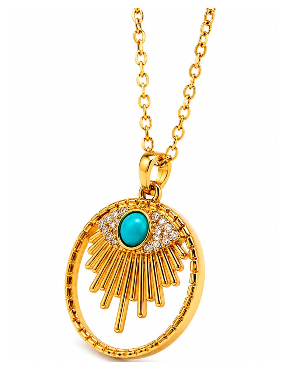 Collar con dije Sol de Ojo Turco Moon & Self 18 K