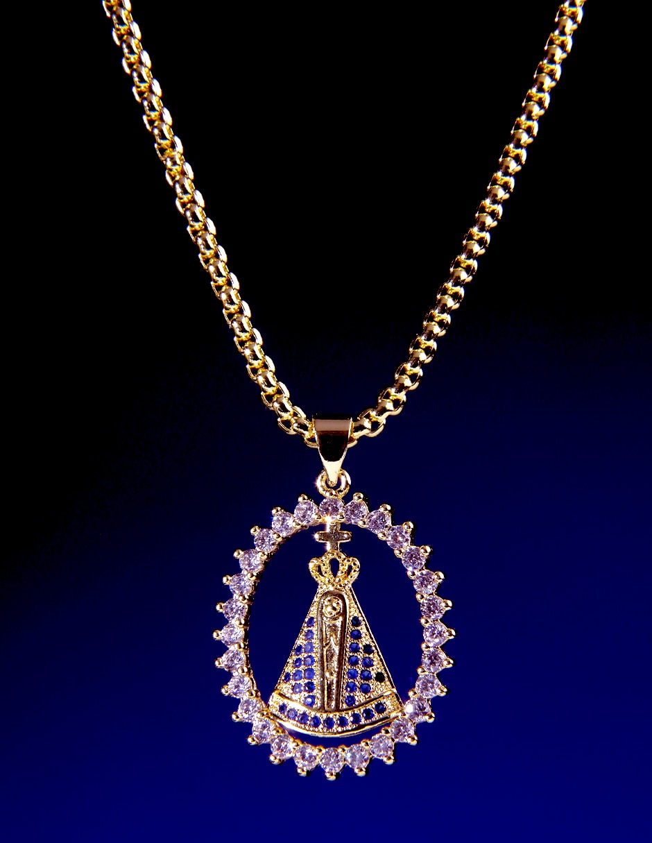 Collar con dije de virgen Aparecida Celestial 3
