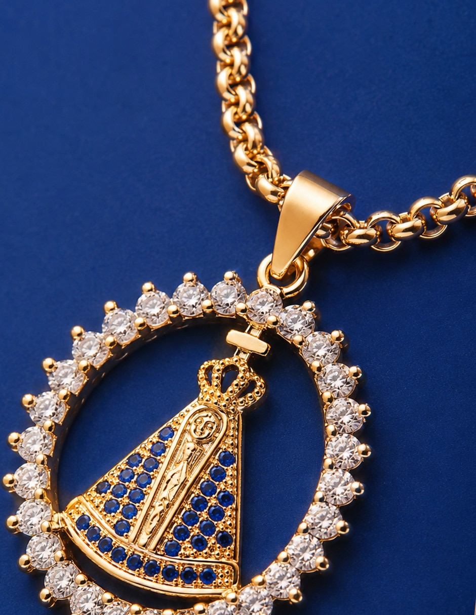 Collar con dije de virgen Aparecida Celestial 6