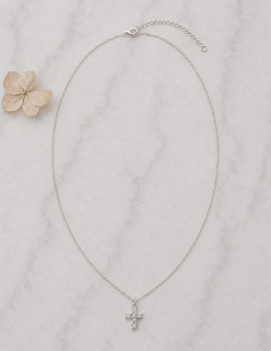 Collar con dije de cruz Beauty de plata P 925