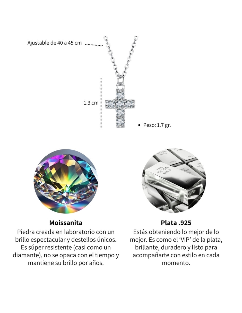 Collar con dije de cruz Beauty de plata P 925 6