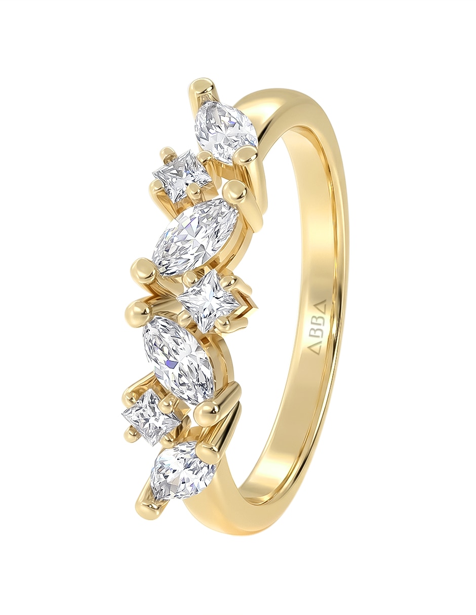Anillo Abba Joyas 14 K de oro zirconia brillante