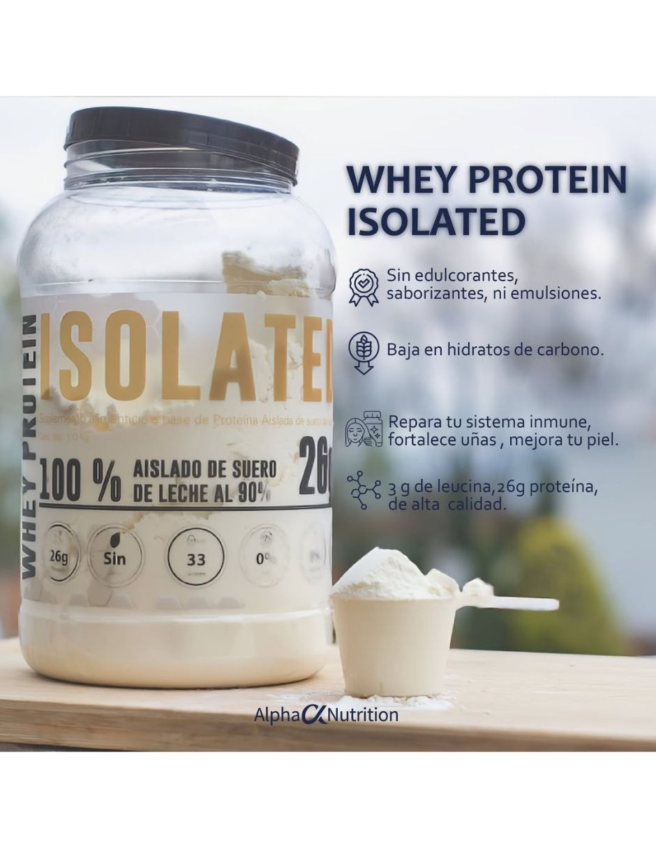 Whey protein Isolated Alpha Nutrition con proteína de suero de leche aislado de 1 kg