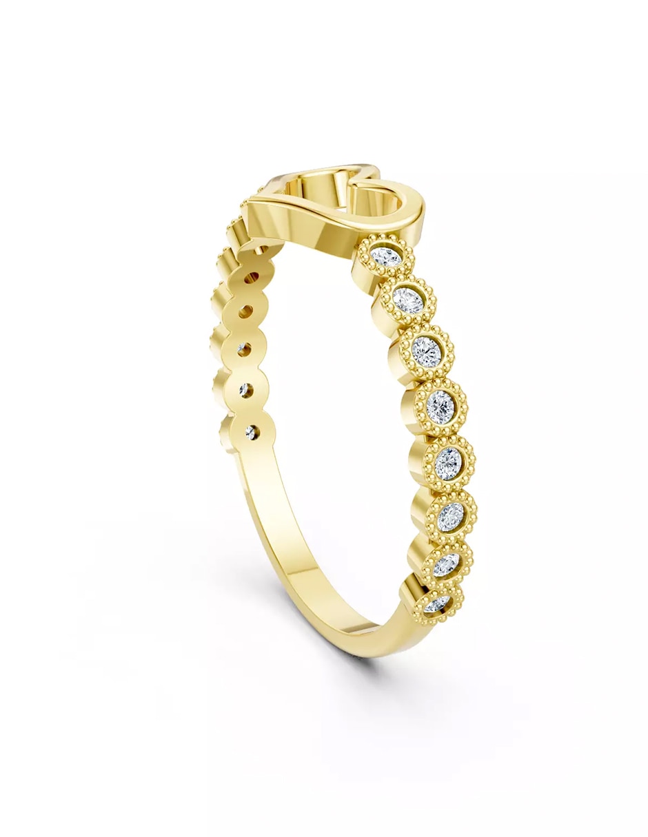 Anillo de compromiso de oro 14 K zirconia cúbica 3