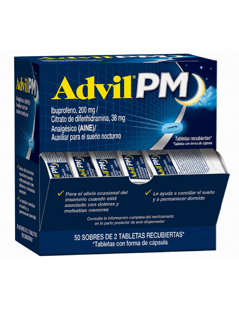 Tabletas para Desinflamar y aliviar dolor intenso Advil PM