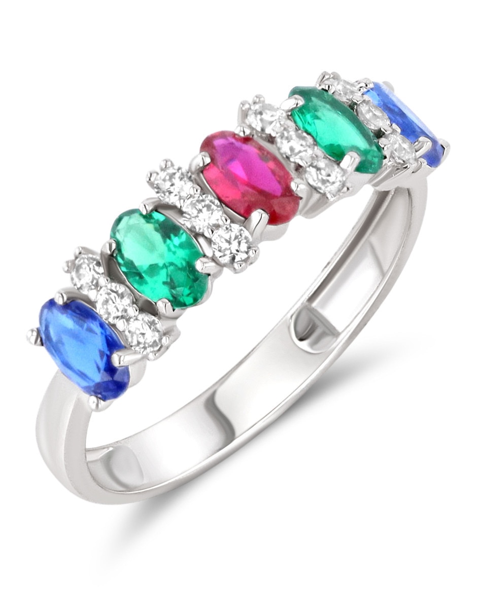 Churumbela de oro blanco 14 K Joyerías Bizarro zirconia