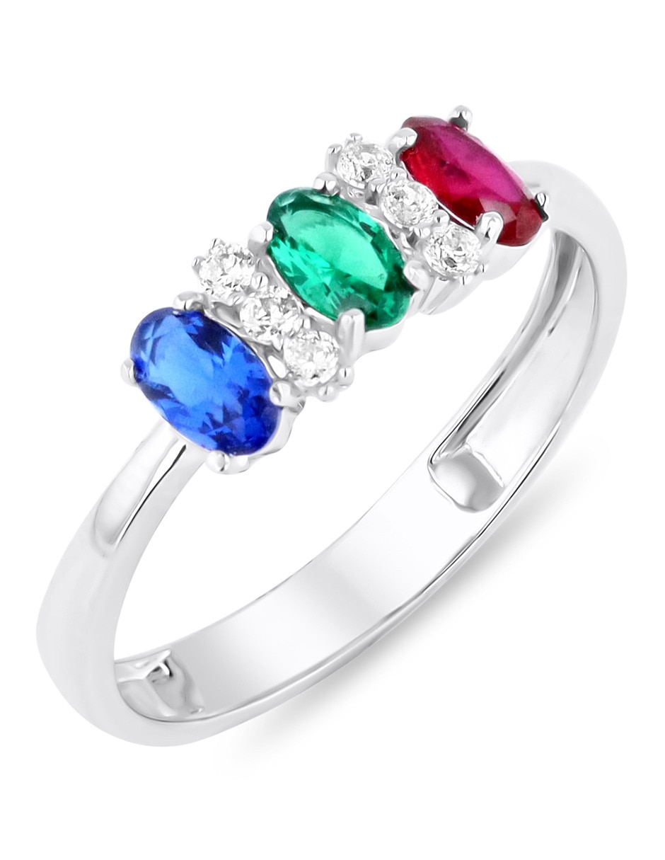 Churumbela de oro blanco 14 K zirconia 2