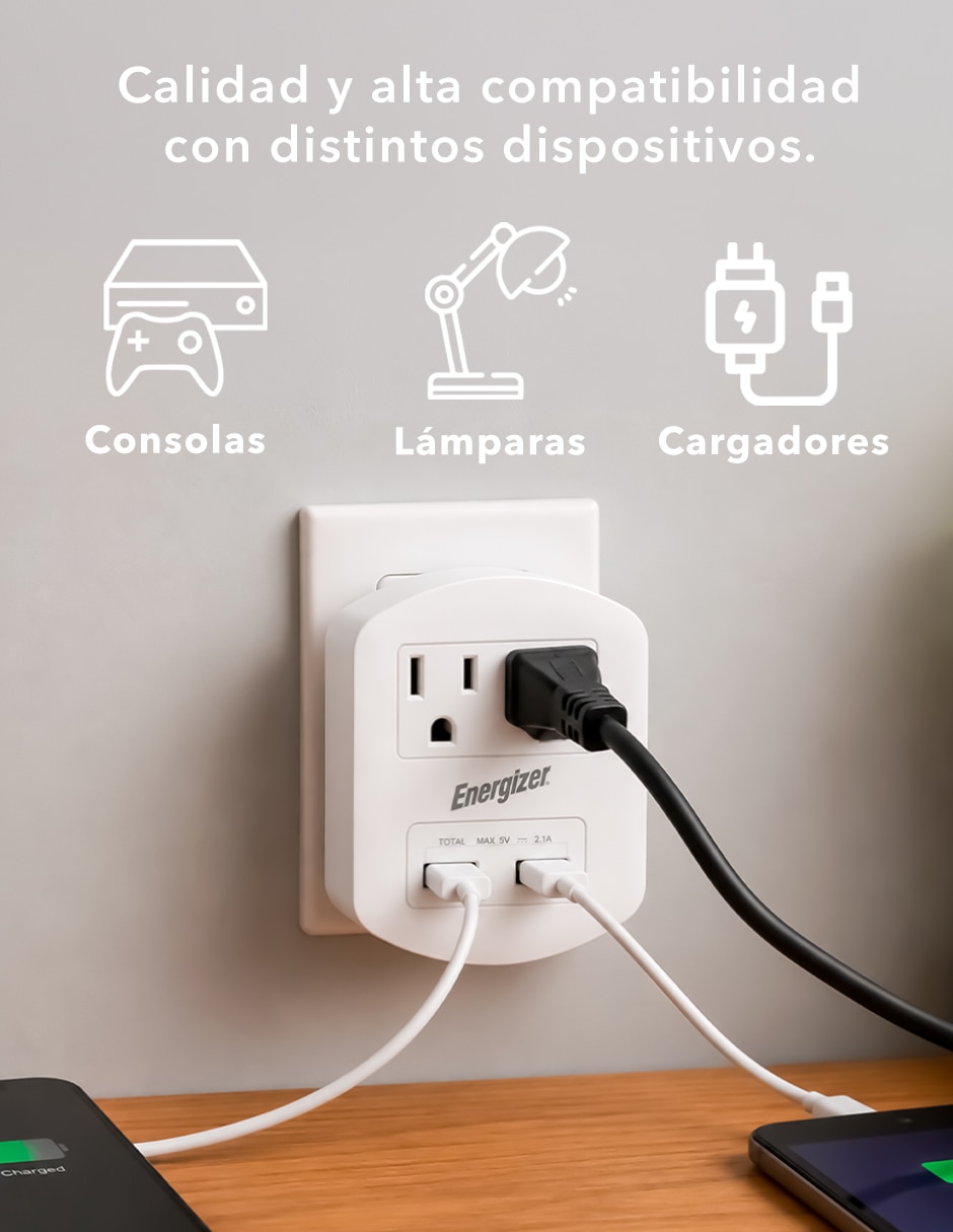 Multicontacto de 2 salidas y 2 puertos USB 4