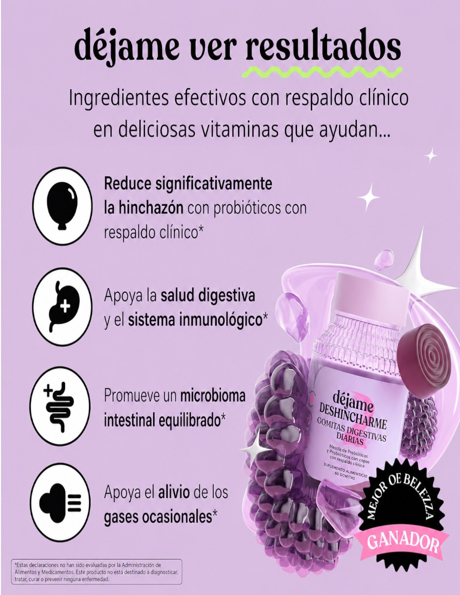 Debloat Gomitas para la salud digestiva e intestinal Lemme con Probióticos sabor mora de 60 gomas 3